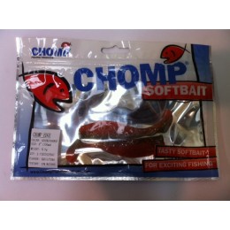 CHOMP EDGE SOFTBAIT, GREEN/ORANGE, 4" (100mm), 9.1 GRAMS, 2P/BAG TRIAL PACK, WITH SLOT